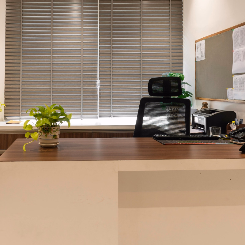 Clean and organized desk after working with Lisa